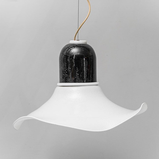 Image 1 of LAMPADA A SOSPENSIONE VINTAGE IN VETRO E METALLO – ANTIQUARIATO MODERNO ANNI '70