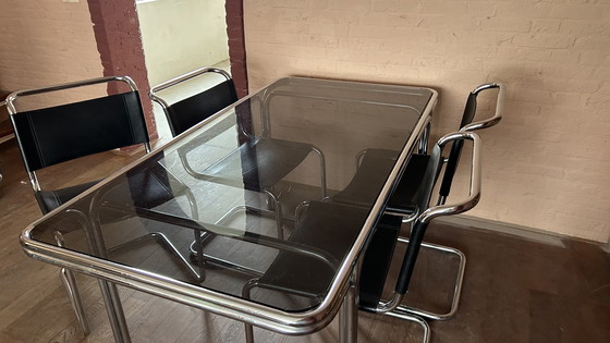 Image 1 of Mesa de comedor Tacke cromada con 4 sillas réplica de Mart Stam