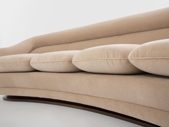 Image 1 of Isa Bergamo large Art Deco walnut mohair velvet sofa 1940s