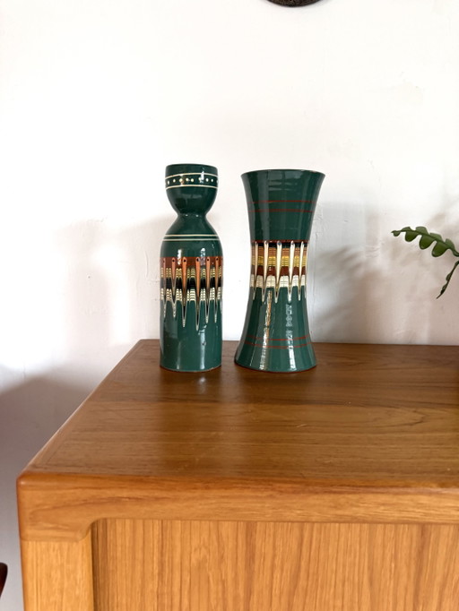 Ensemble de 2 vases en céramique vintage, Troyan ‘70 – vazen, Ceramic