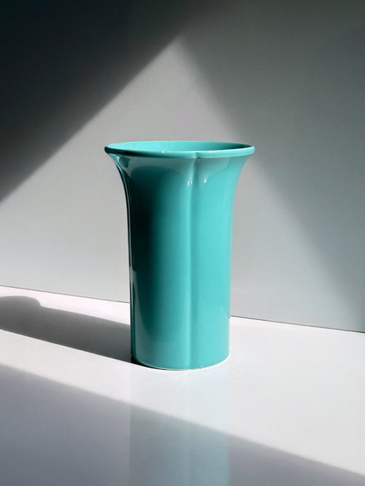 Vintage flower vase Kyoei Japan 70s vase turquoise mint green pastel boho Japandi Scandi Wabisabi 80s 1980s Mid - Century