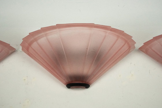 Image 1 of Ensemble de six appliques De Majo en verre de Murano rose épais. Italie, années 1980