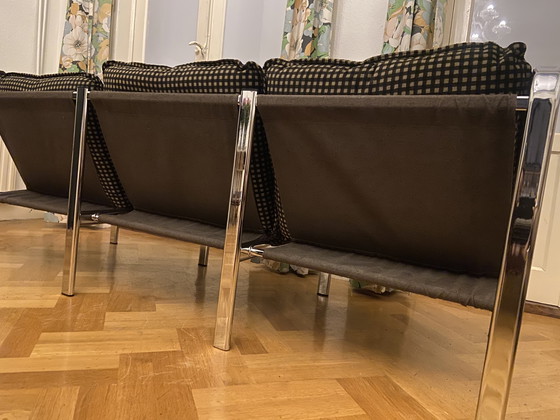 Image 1 of Banco cromado de mediados de siglo - tres plazas