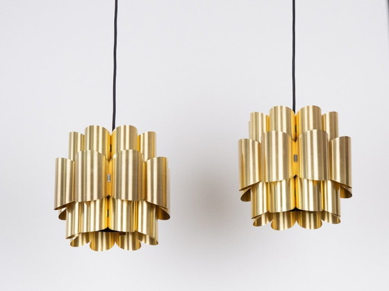 Image 1 of Coppia di 2 lampade a sospensione vintage danesi di Werner Schou, anni '60