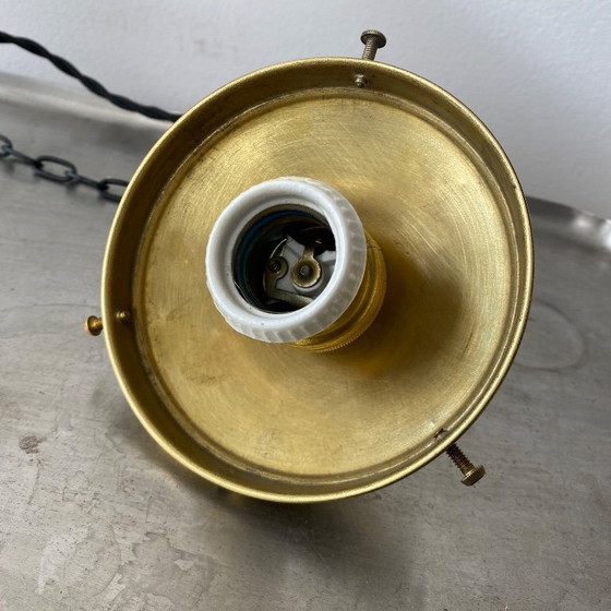 Image 1 of Vintage Art Deco XL halfronde hanglamp