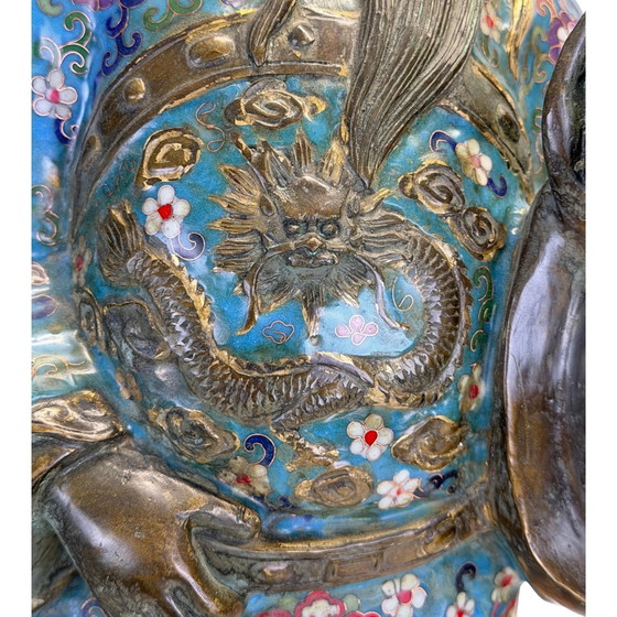 Monumental Chinese Cloisonné Pair Lü Dongbin & Lan Caihe – Qing 19th Century – Sculpture, Bronze (photo 7 of 9)