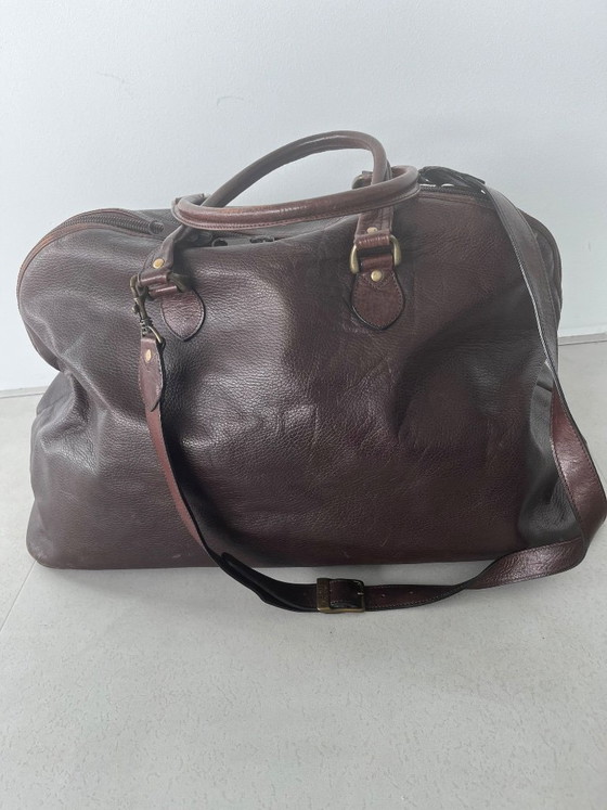 Image 1 of brown leather travel bag from Candy Corson leather atelier Amsterdam