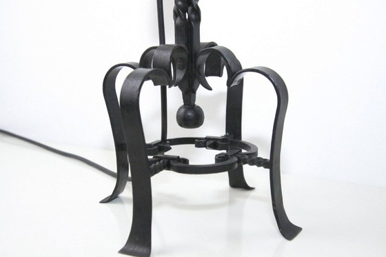 Image 1 of Lampe Beistelllampe Eisen Kunstleder 73cm Vintage
