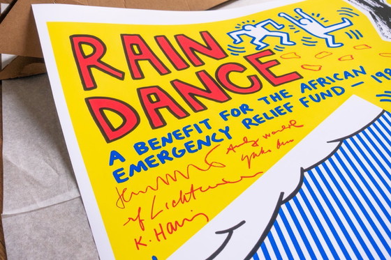 Image 1 of Rain Dance - UNICEF Warhol Lichtenstein Haring Basquiat Ono 1985 - Poster 70 x 100 cm