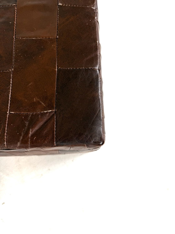 Vintage chocoladebruine leren patchwork poef ‘70 – Hockers en poefs, Leer (photo 6 of 9)