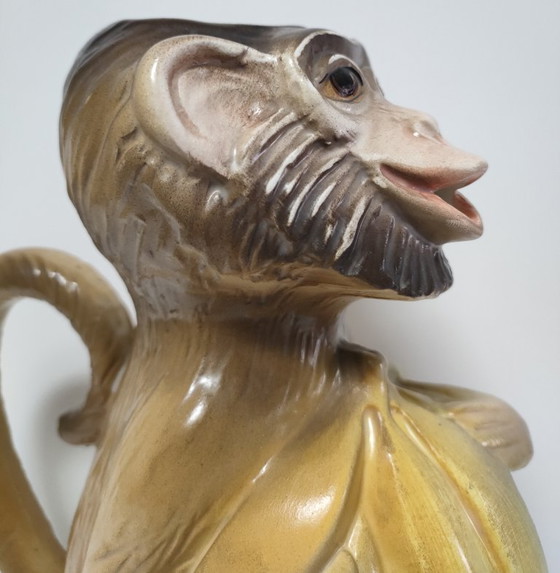 Image 1 of Keramische apenkan, beschilderd ontwerp uit de jaren 80