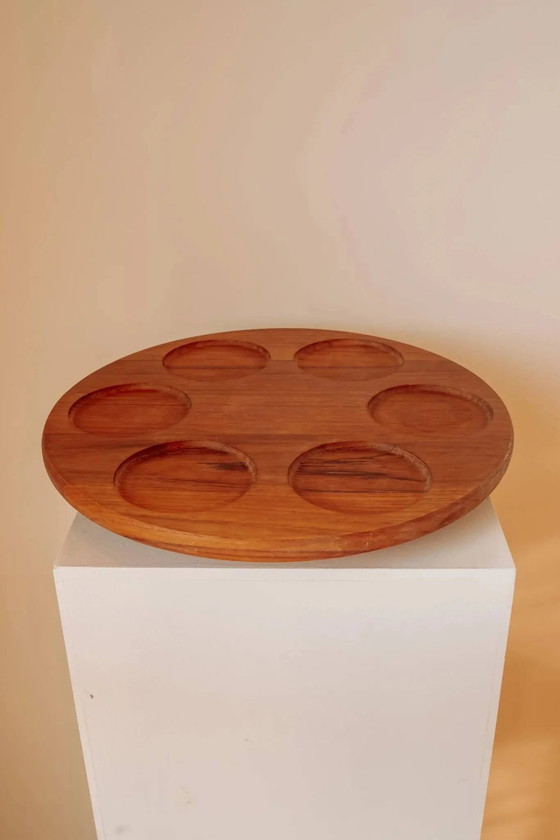 Rotating aperitif platter "Lazy Susan" in teak – Table accessories, Vintage (photo 7 of 8)