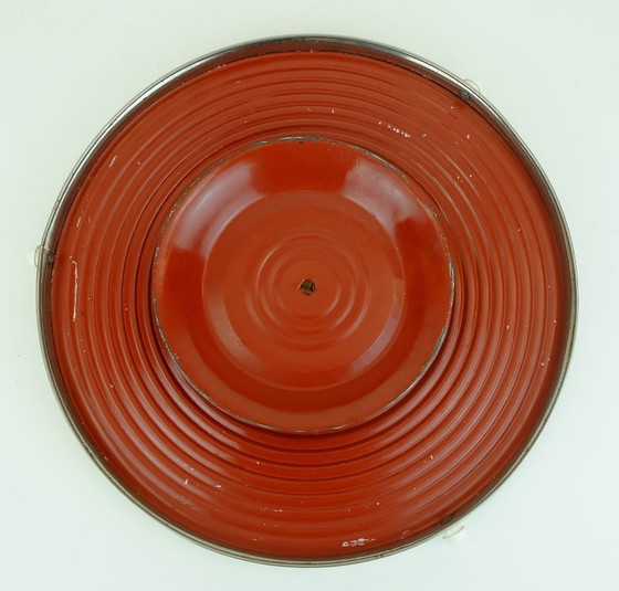 Image 1 of 1930s rotatable CAKE PLATTER glass chrome cake plate floral decor poppy decor