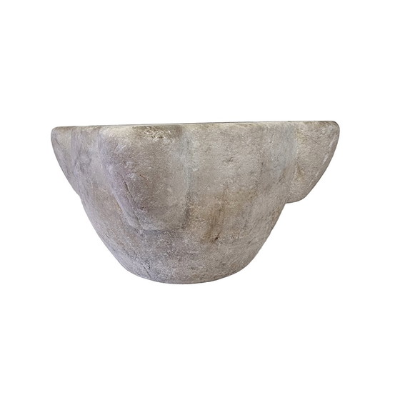 Image 1 of Antique white/gray marble mortar, 18th century
