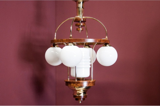 Image 1 of Lustre Art déco, Pologne, années 1940.