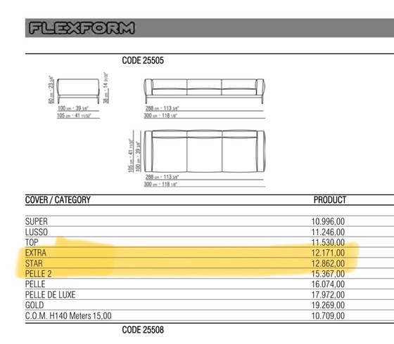 Image 1 of Flexform Romeo 4-seater 288cm in fabric cat Extra LP € 17,000