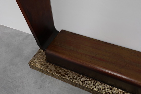 Image 1 of Sculpturale Franse Art Deco consoletafel met glazen blad, circa 1925