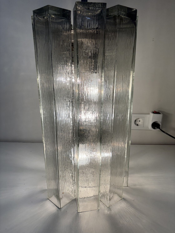 Image 1 of Large glass pendant lamp by Doria Leuchten, 1960s/Crystal glass chandelier/Mid-Century Modern light/Hollywood Ragency/Ice