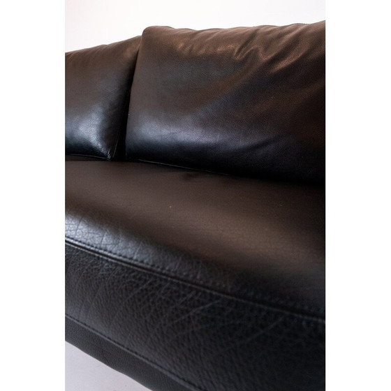 Image 1 of Vintage 2-seater sofa upholstered in black leather, Denmark 2002