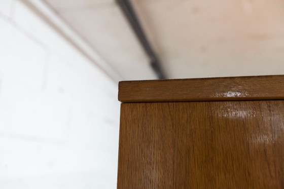 Image 1 of 1970s Scandinavian wardrobe with hanging space, shelf, mirror, 21x126cm, 2 doors