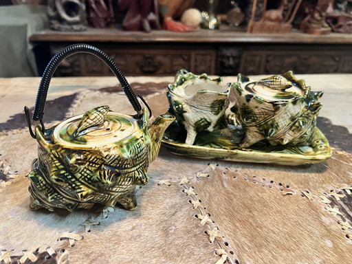 Vintage Japanese Banko Majolica Roomsetje