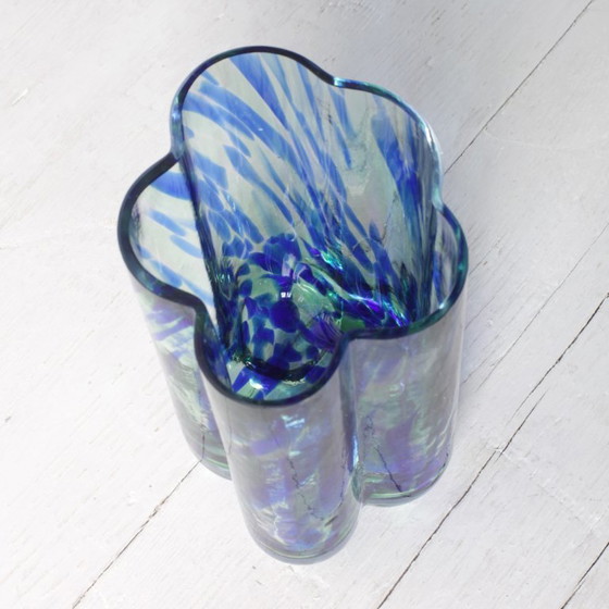 Vaso in Vetro Scandinavo Vintage Pauline Cloud / Blu e Verde / Rune Strand per Sea Glasbruk / Svezia / Anni (photo 8 of 12)