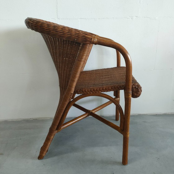Image 1 of Vintage jaren 70 Rohé design rotan/pitriet fauteuil/stoel(en)  