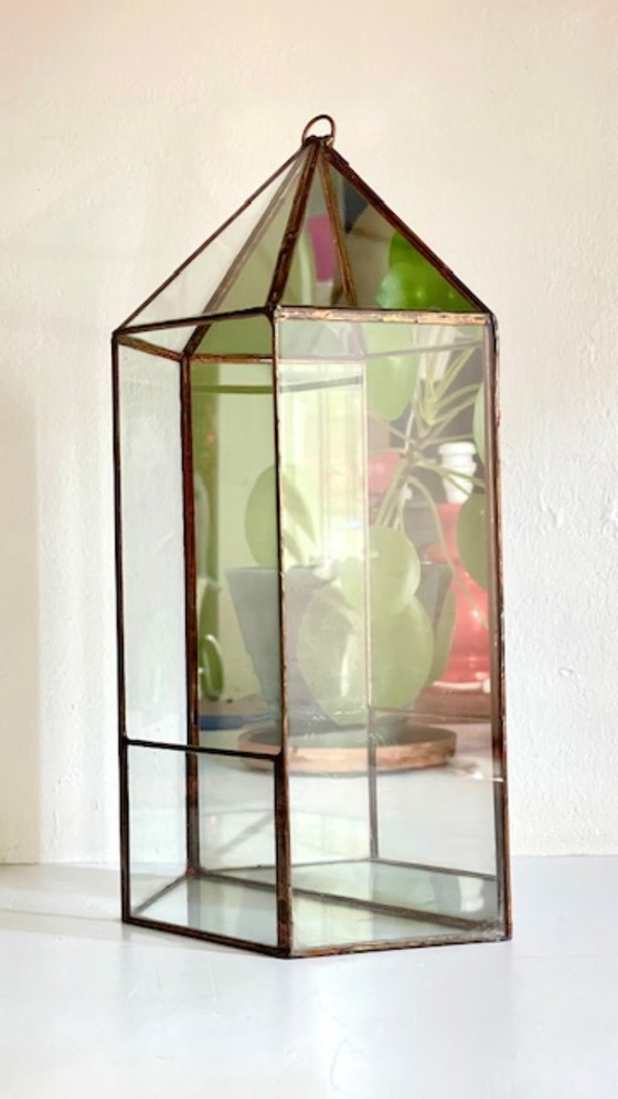 Image 1 of Fioriera vintage in vetro e ottone