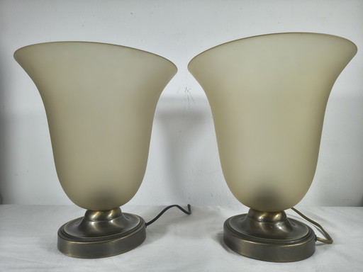 Vintage table lamps – Post Verlichting Staphorst – opal glass & brass