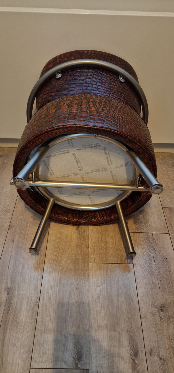 Image 1 of Croco leren stoel uit de Giulio Marelli fabriek van ontwerper Giuliano Cappelletti