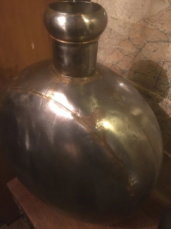 Coppia di borracce in metallo lucidato dal Rajasthan. – Bicchieri e caraffe, Vintage (photo 12 of 12)