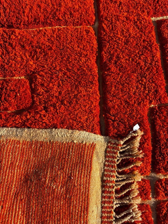 Image 1 of Handmade Moroccan Mrirt Rug – Burnt Orange Wool Rug 210x300 cm – Modern Textured Carpet