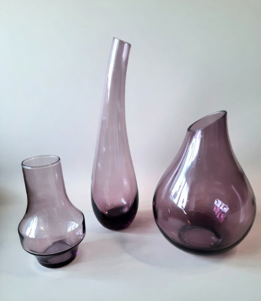 Ensemble de 3 vases design violets – 25 / 18 / 13 cm
