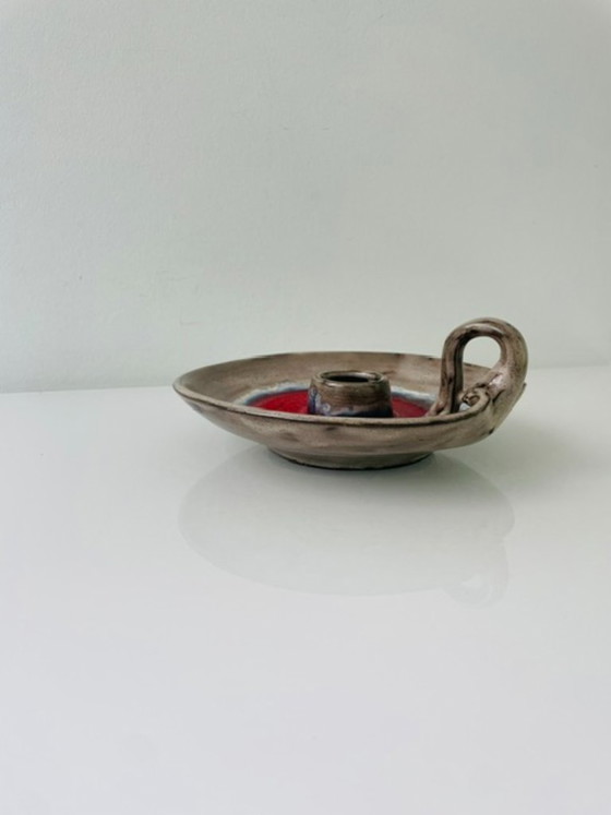 Image 1 of Vintage retro blaker met rood lava glazuur