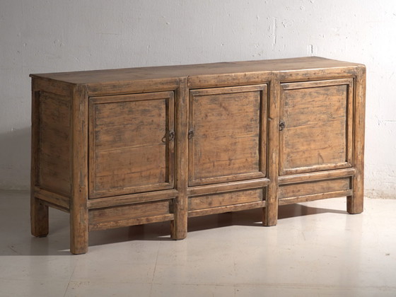 Credenza antica a tre ante in legno di pino – Cina, circa 1900 – Credenze con vetrina, Iron (photo 8 of 40)
