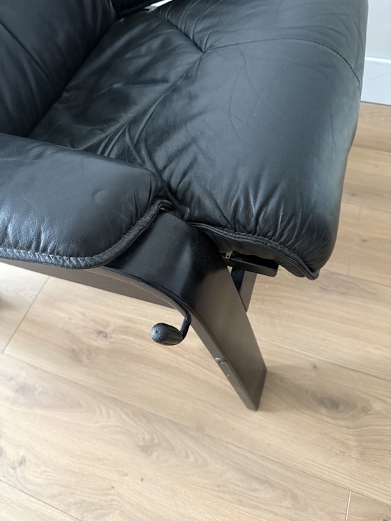 Image 1 of Skoghaug Industries leren relaxfauteuil uit de jaren 70/80.