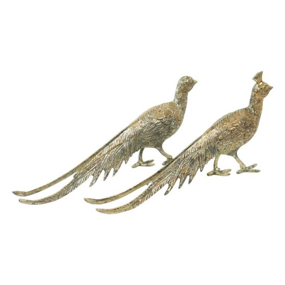 Image 1 of Paire de statues de faisans en métal