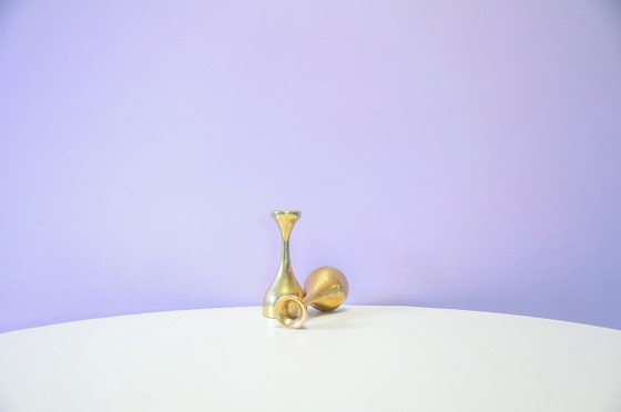 Set x 2 Messing Organische Kandelaars Zweeds – Kandelaars en kaarsen, Brass (photo 3 of 5)