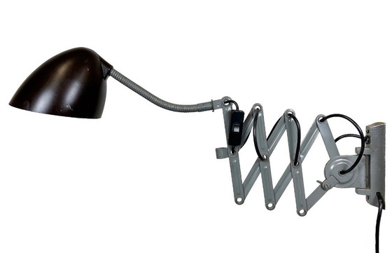 Image 1 of Grey Industrial Scissor Wall Lamp from Elektroinstala, 1960s