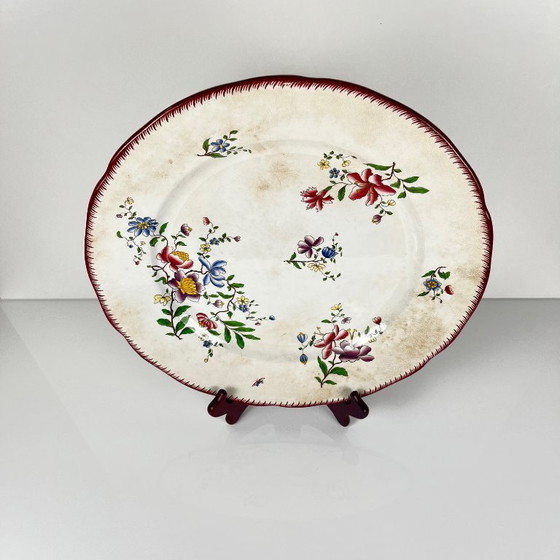 Image 1 of Grand plat rond patiné, modèle Strasbourg, Sarreguemines, 1880-1918