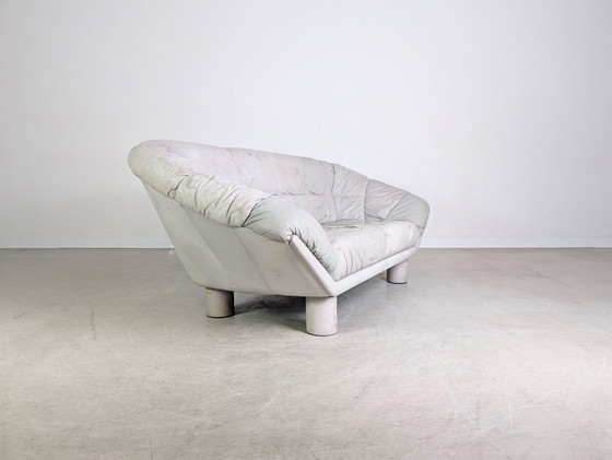 Image 1 of Vintage sofa couch dupe Burkhardt Vogtherr leather three-seater