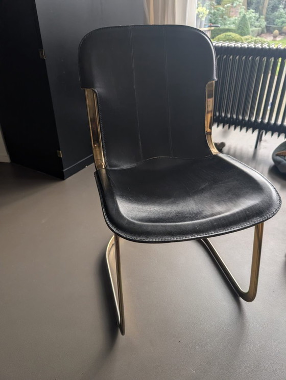 Image 1 of Stunning 1970s Italian Dining Set – 6 Willy Rizzo for Cidue Chairs & Marble Table