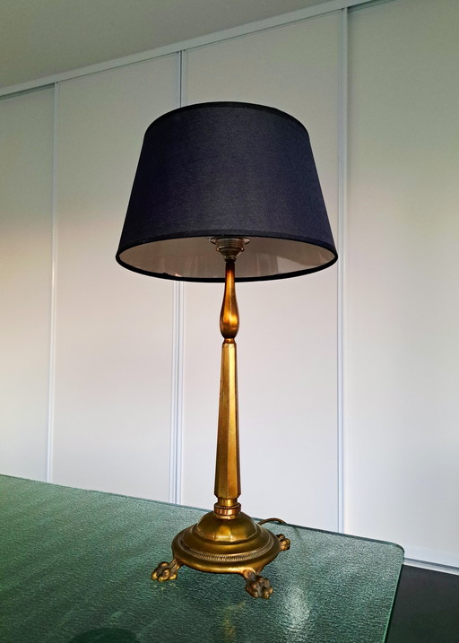 Bronze French column table lamp
