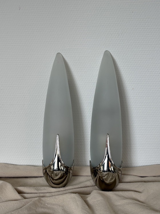 Image 1 of  Vintage art deco ‘Ears’ Idearte wandlamp set van 2 Spain 1980 l