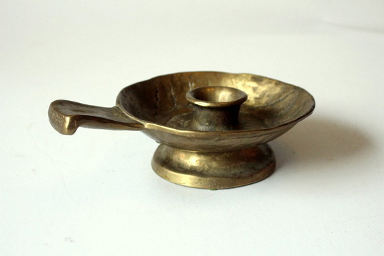 Image 1 of Solid design candle holder/chamber chandelier brass Brutalist - handmade - vintage