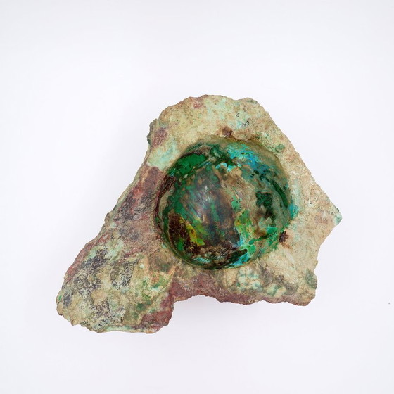 Image 1 of Vassoio in pietra grezza anni &#39;60, malachite naturale e azzurrite