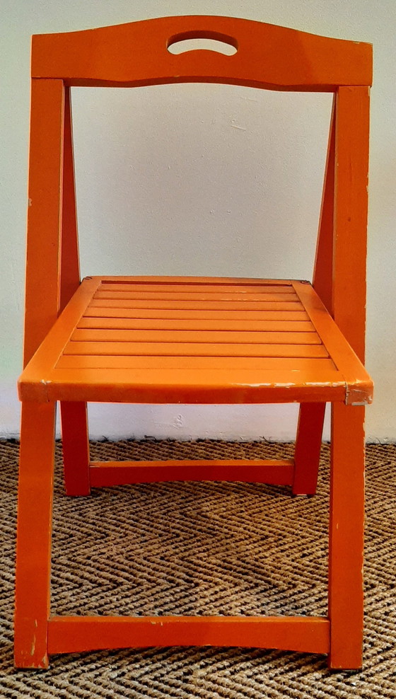 Image 1 of Vintage Ikea folding chairs World Cup Orange, Aldo Jacober style 1970s