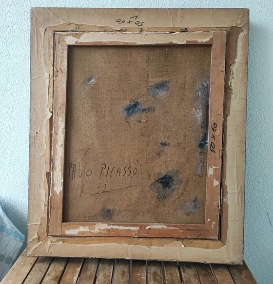 Image 1 of Vintage Cubist Portrait of a Woman in a Hat, Oil on Canvas, Picasso Style