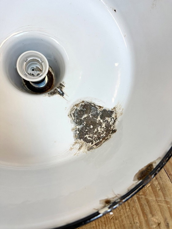 Image 1 of Black Enamel Industrial Pendant Lamp, 1950s