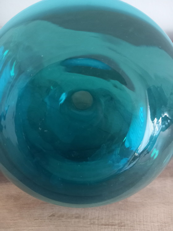 Image 1 of Rare Small Salong Vase – Design by Johanna Jelinek – Mouth-blown glass – Turquoise blue – 1990